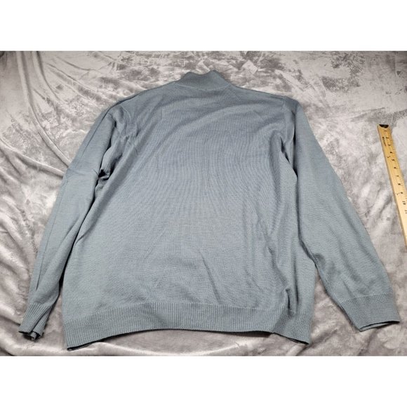 T Harris London Men's Quarter Zip Gray pullover Sweater Size XL Wool Blend - Picture 6 of 6